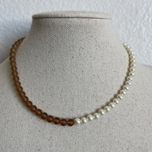 Sterling Silver Fresh water Pearl & Swarovski Crystal Necklace & earrings set.